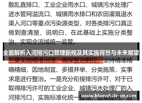 全面解析入河排污口管理新规及其实施背景与未来展望