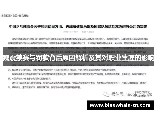魏震禁赛与罚款背后原因解析及其对职业生涯的影响